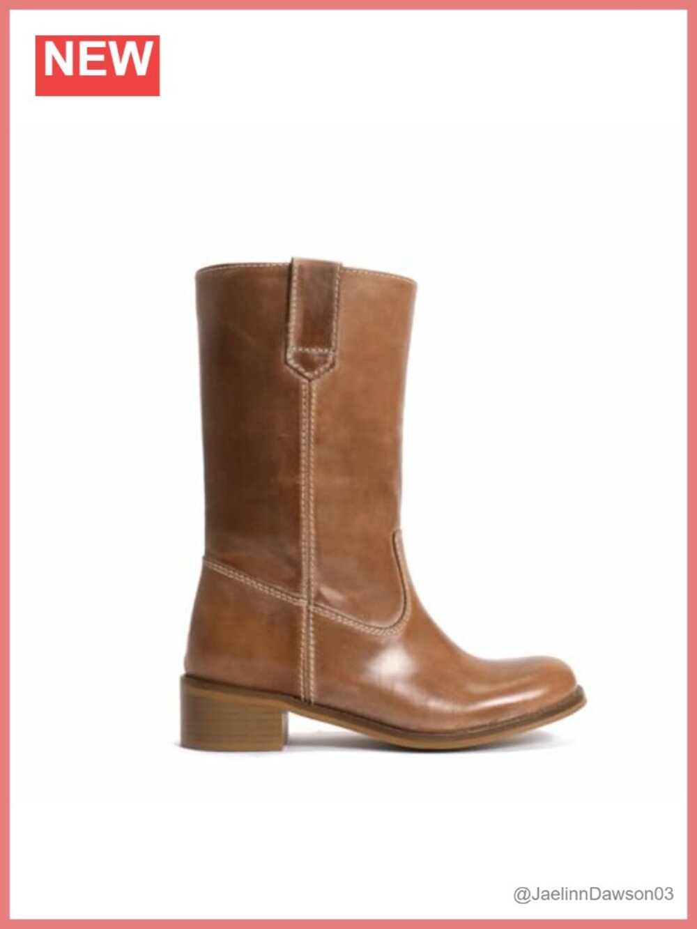 Women's Mid Calf Boots Chunky Block Heel Round Toe Faux Leather Pull-On